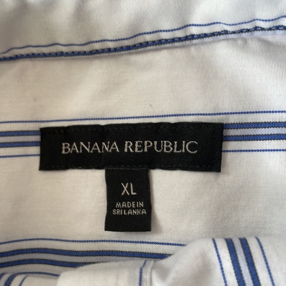 Banana Republic Shirt Womens XL White Oversized Poplin Striped Shirt Ladies - Picture 2 of 6